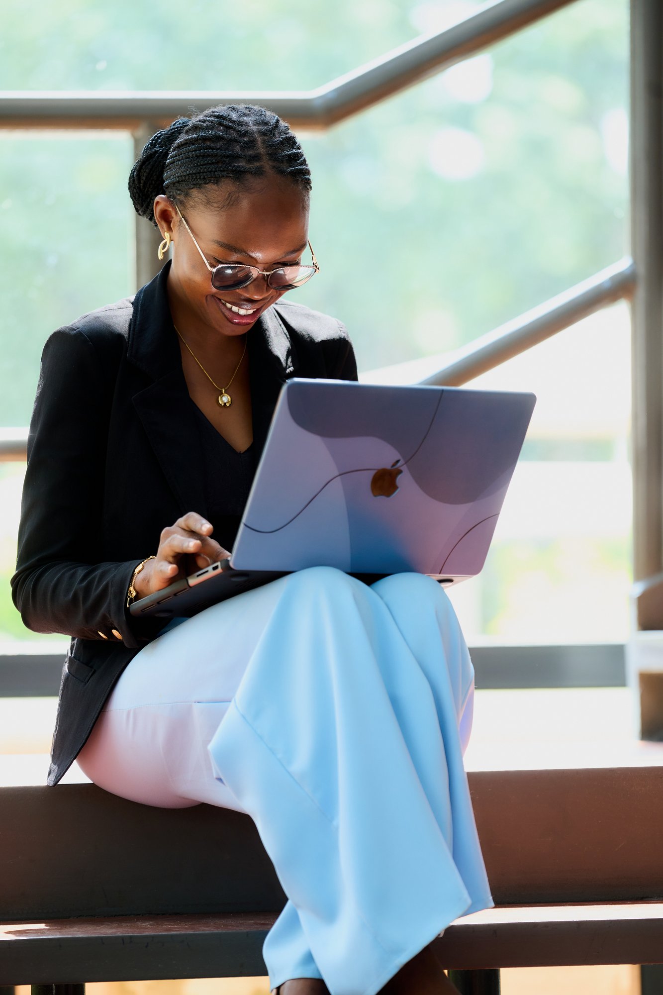 WiA employee working on a laptop